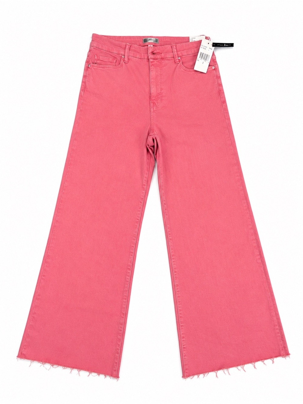 KUT From The Kloth Meg Fab Ab Wide Leg Jeans Size 2 Pink High Rise Raw Hem NWT